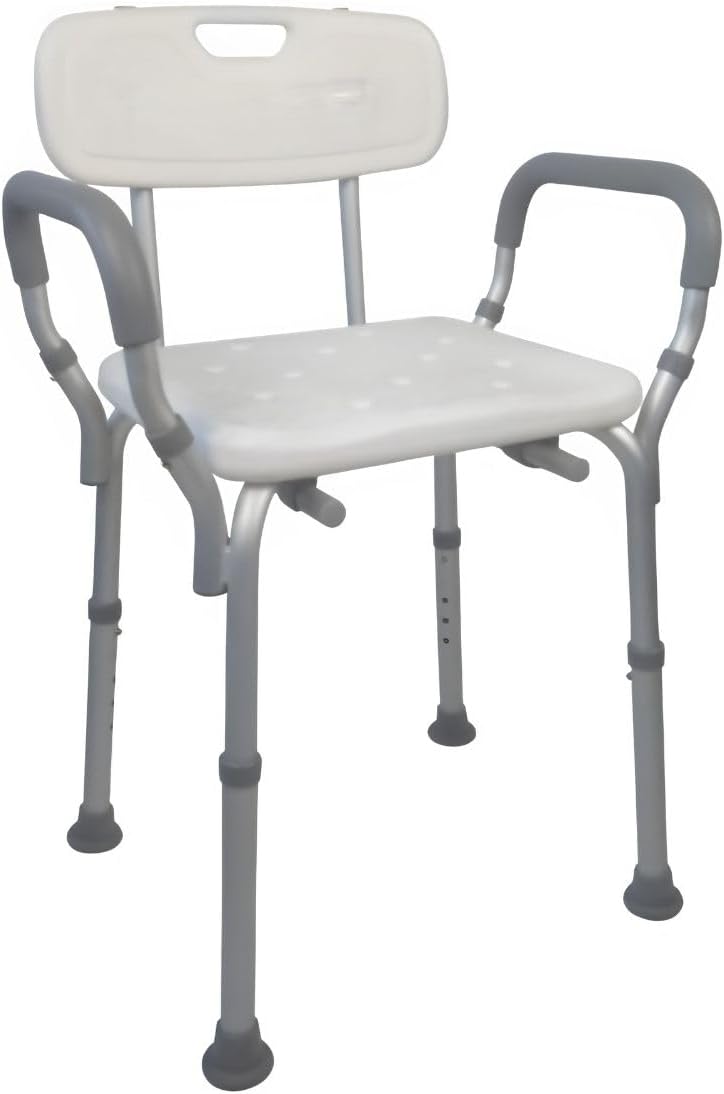 SILLA DE BAÑO - ALTURA REGULABLE - RESPALDO - ALUMINIO