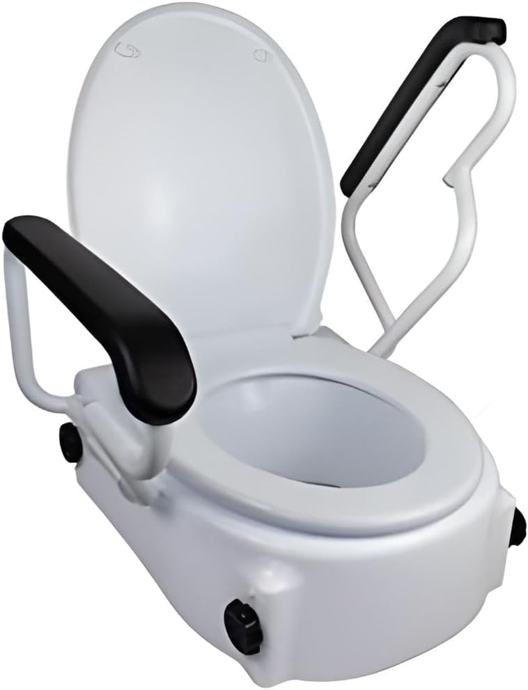 ELEVADOR WC CON TAPA Y REPOSABRAZOS ABATIBLES - ADAPTABLE - REGULAR E INCLINABLE
