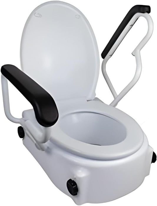 ELEVADOR WC CON TAPA Y REPOSABRAZOS ABATIBLES - ADAPTABLE - REGULAR E INCLINABLE
