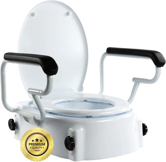 ELEVADOR WC INCLINABLE CON REPOSABRAZOS ABATIBLES Y TAPA