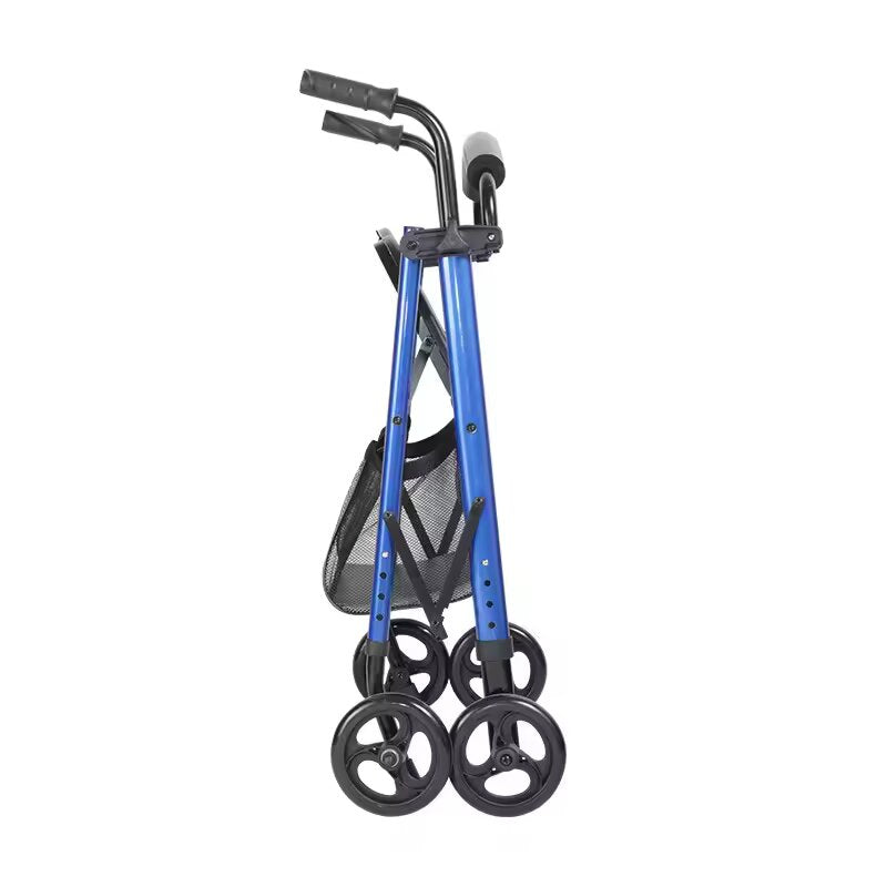 ANDADOR 4 RUEDAS PLEGABLE - ASIENTO Y RESPALDO - ALUMINIO - CESTA
